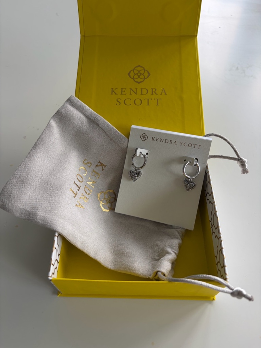 Kendra Scott Silver Heart Charm Hoop Earrings